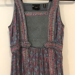 Vintage Indian cotton dress INTERLINKS Sm blue